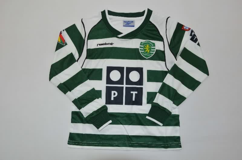 Sporting Lisbon 2002/03 Kids Home Long Sleeve Soccer Jersey And Shorts